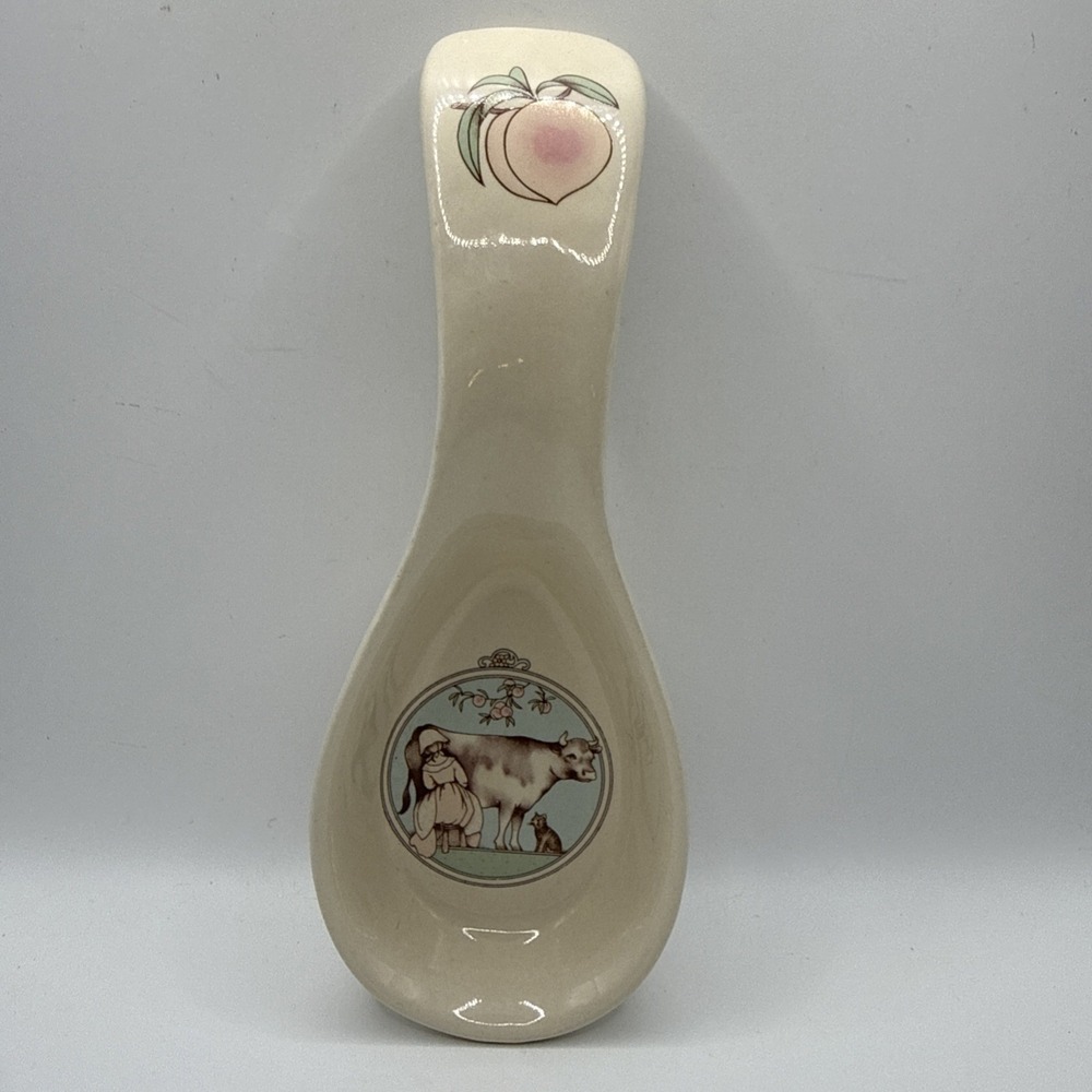 Vintage Enesco Arlene & Tim Fabrizio Ceramic Spoon Rest Cottage Farmhouse Cow